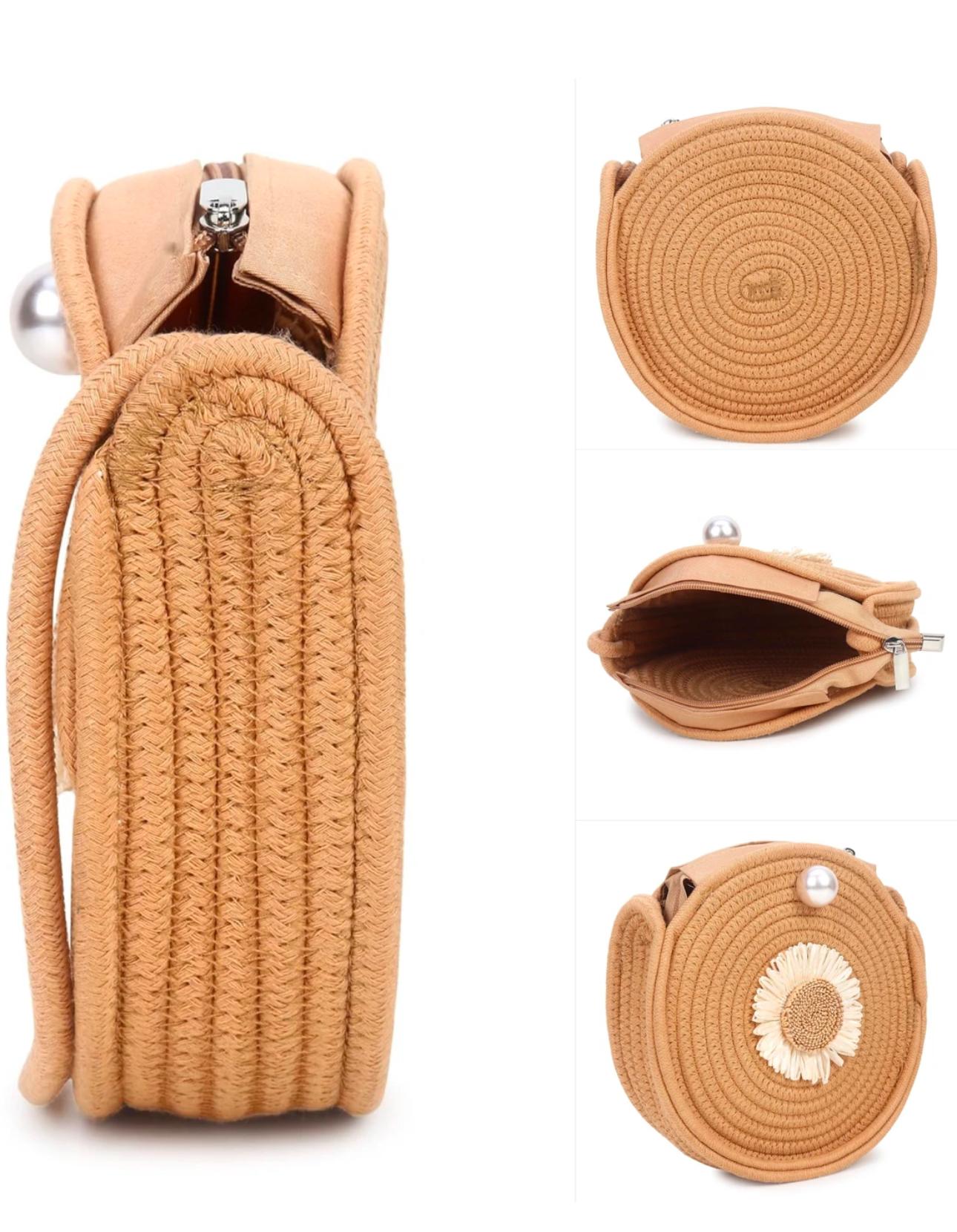 Round jute shoulder bag – Eco-friendly elegance