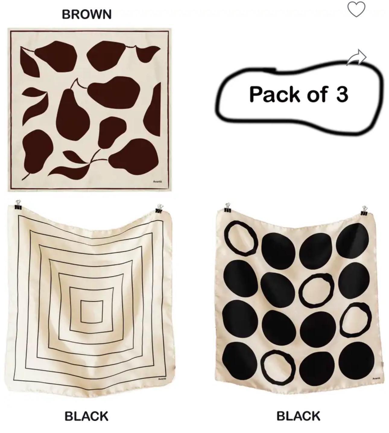 Set of 3 Women's Fancy Scarves - Geometric Print