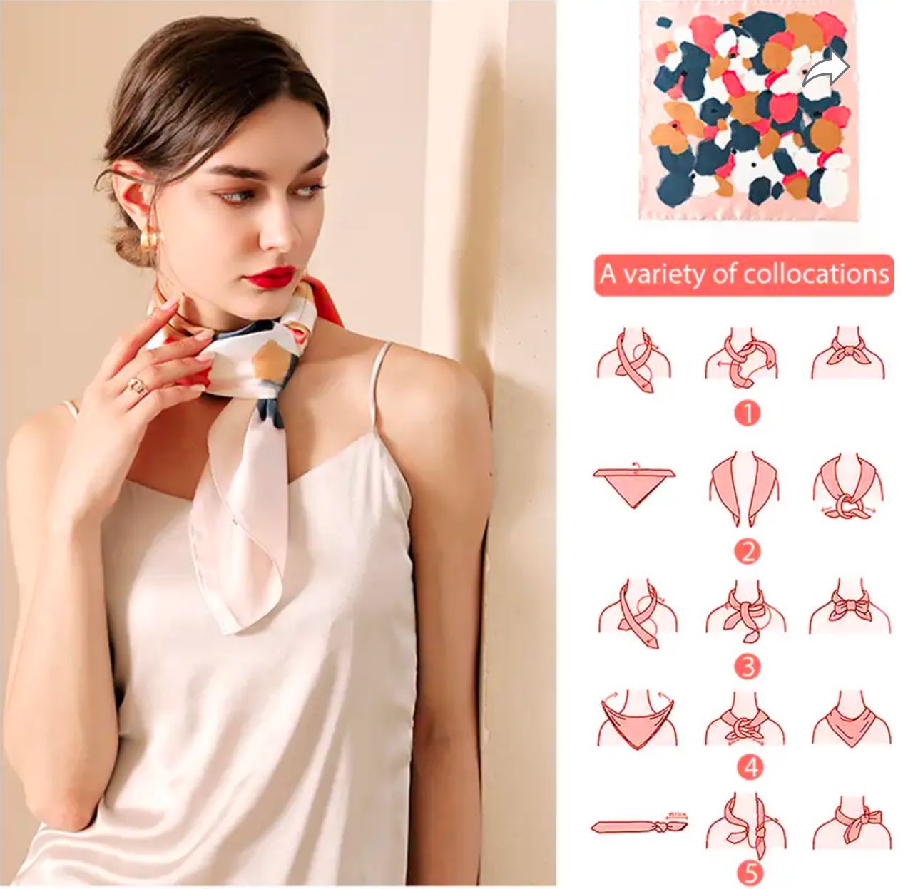 Women's Poly Silk Scarf - Geometric Print