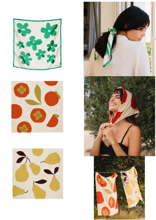 Set of 3 Women's Fancy Satin Scarves