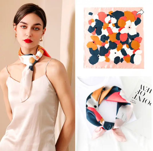 Women's Poly Silk Scarf - Geometric Print
