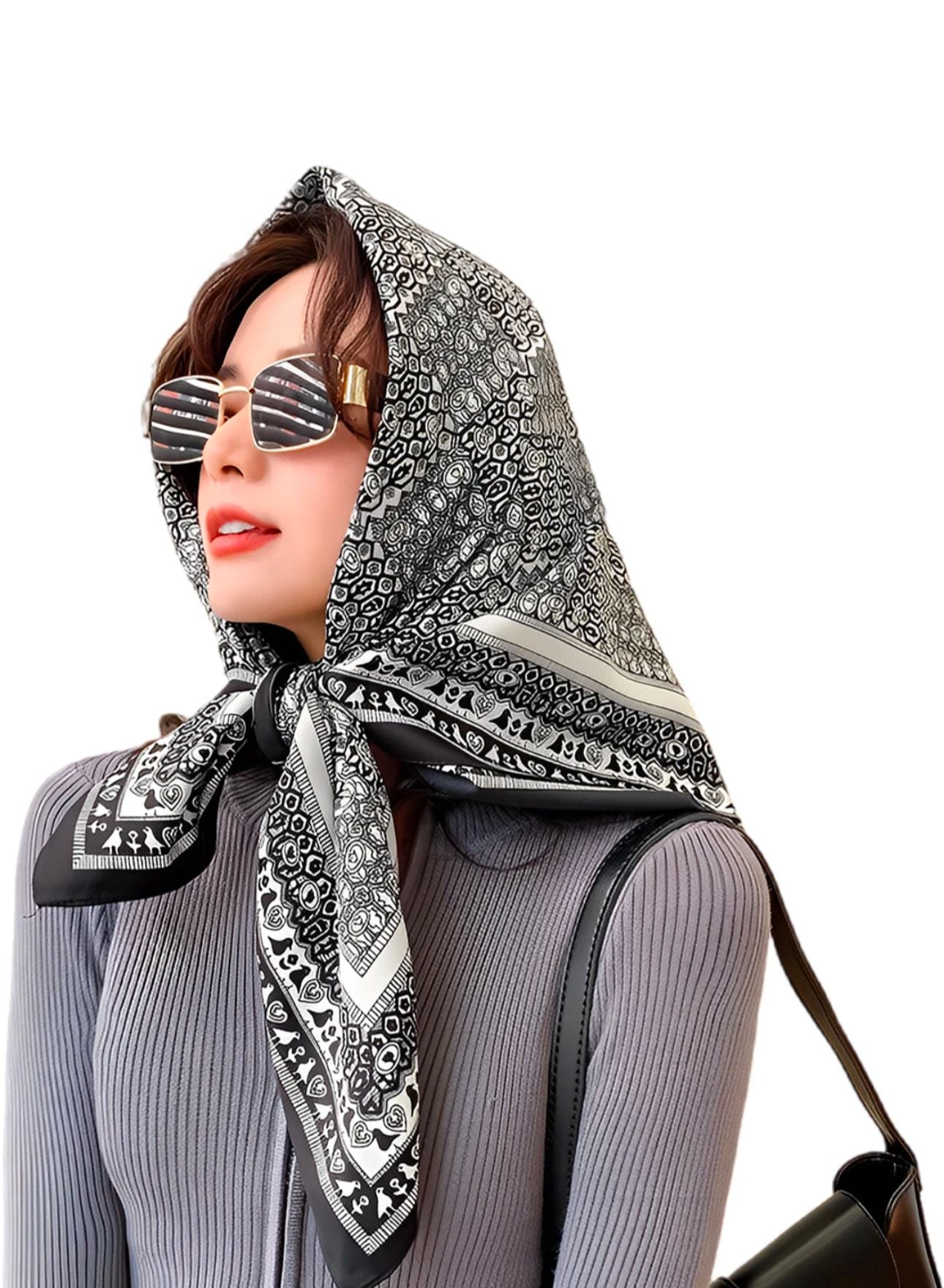 Black Square Silk Scarf – Elegant & Versatile