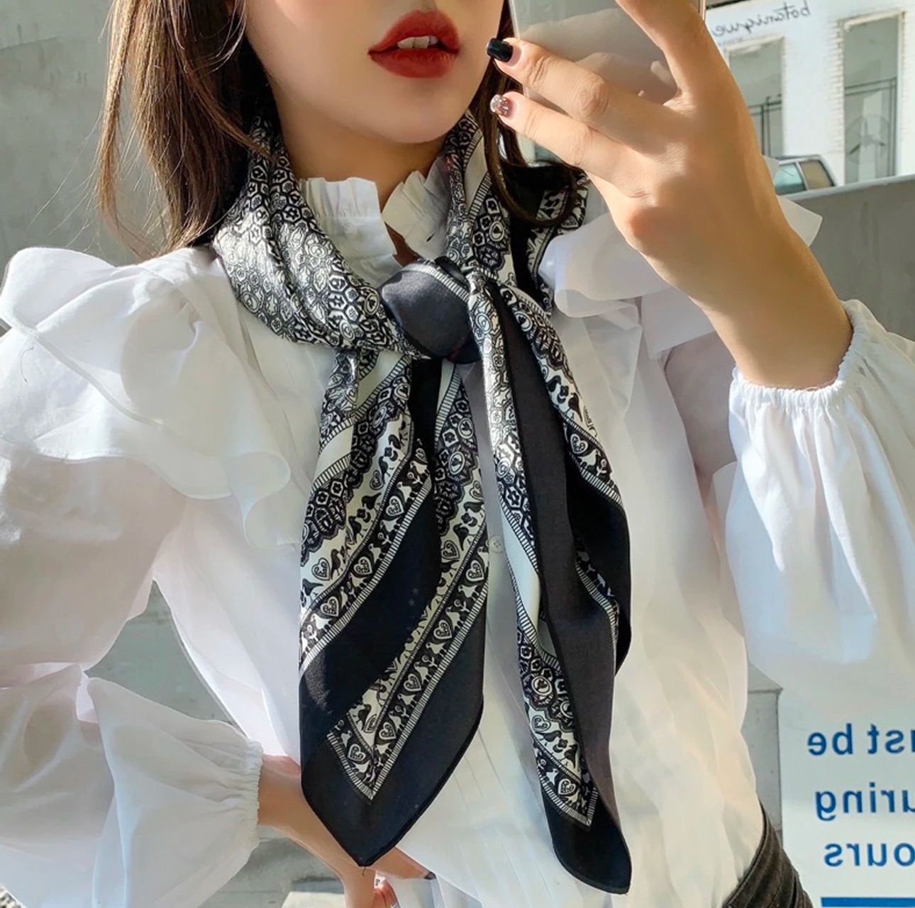 Black Square Silk Scarf – Elegant & Versatile