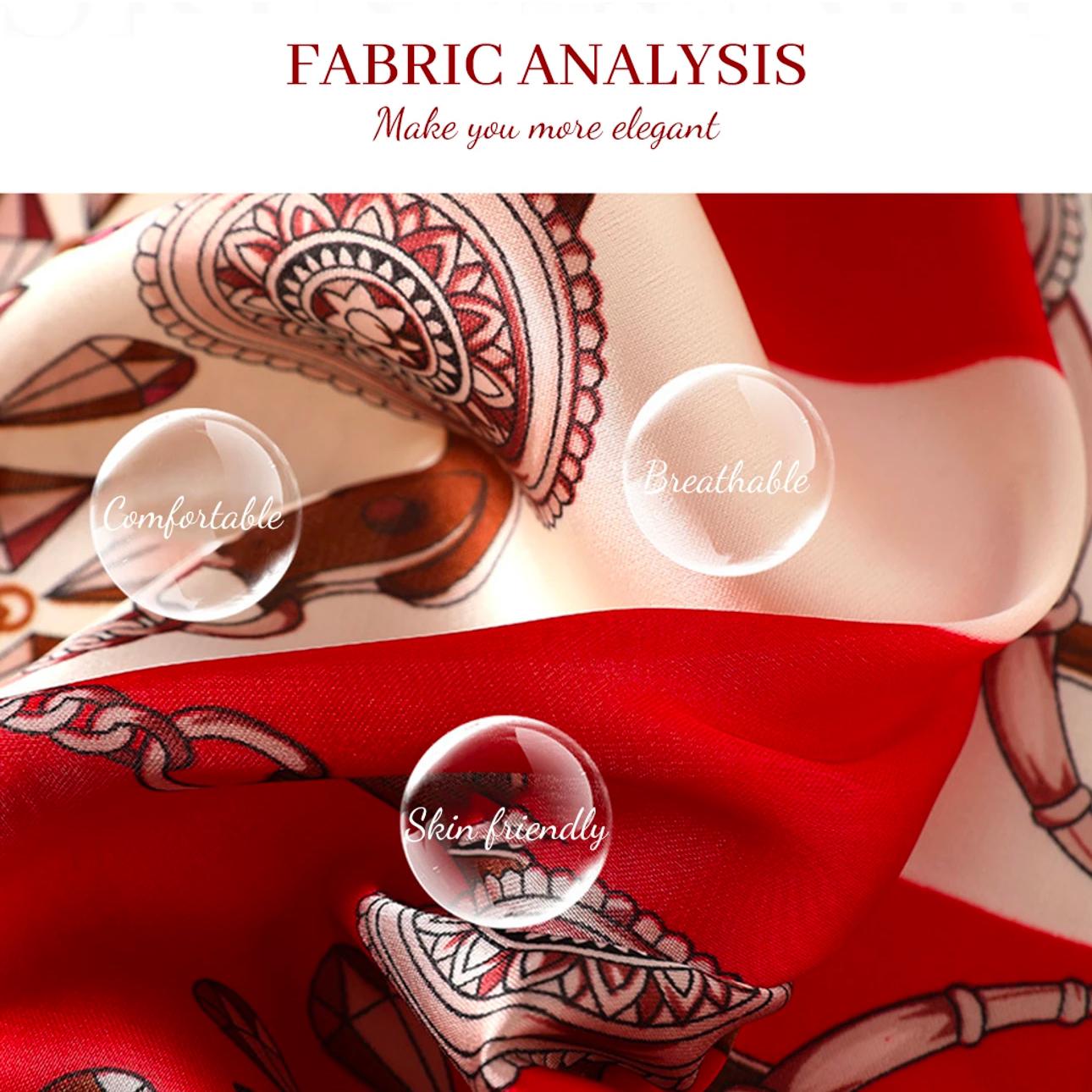 Red Multicolor Geometric Print Scarf – Satin Finish